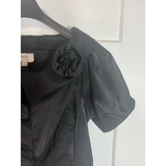 VINTAGE Y2K ECI NEW YORK BLOUSE | WOMENS BLACK SILK FORMAL BLAZER | SIZE 6 - Picture 6 of 10